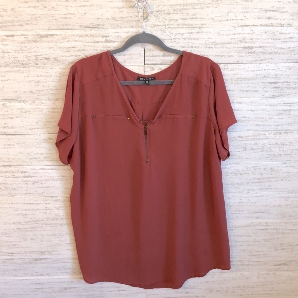 New Glory half zip Casual Blouse   | SIZE 2X